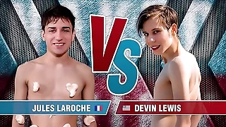 Unclothed Twink Campaign fight - Devin Lewis & Jules Laroche - Shower Represent
